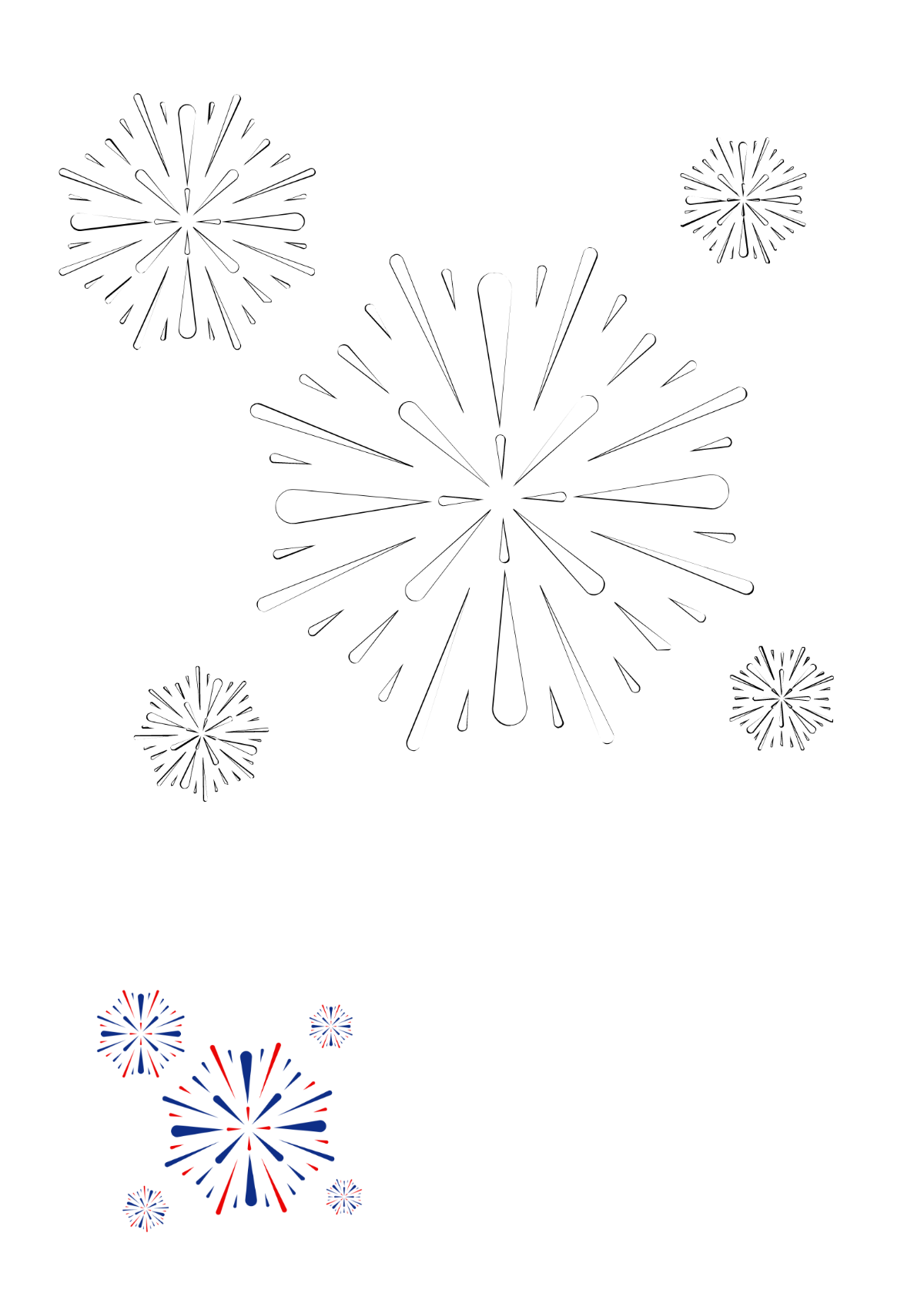 4th Of July Firework Coloring Page Template