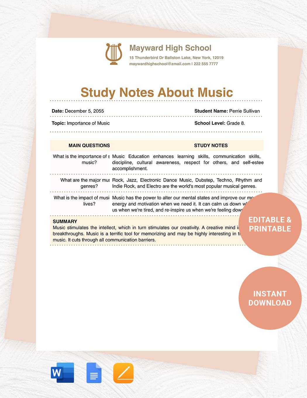 Lined Note Taking Template