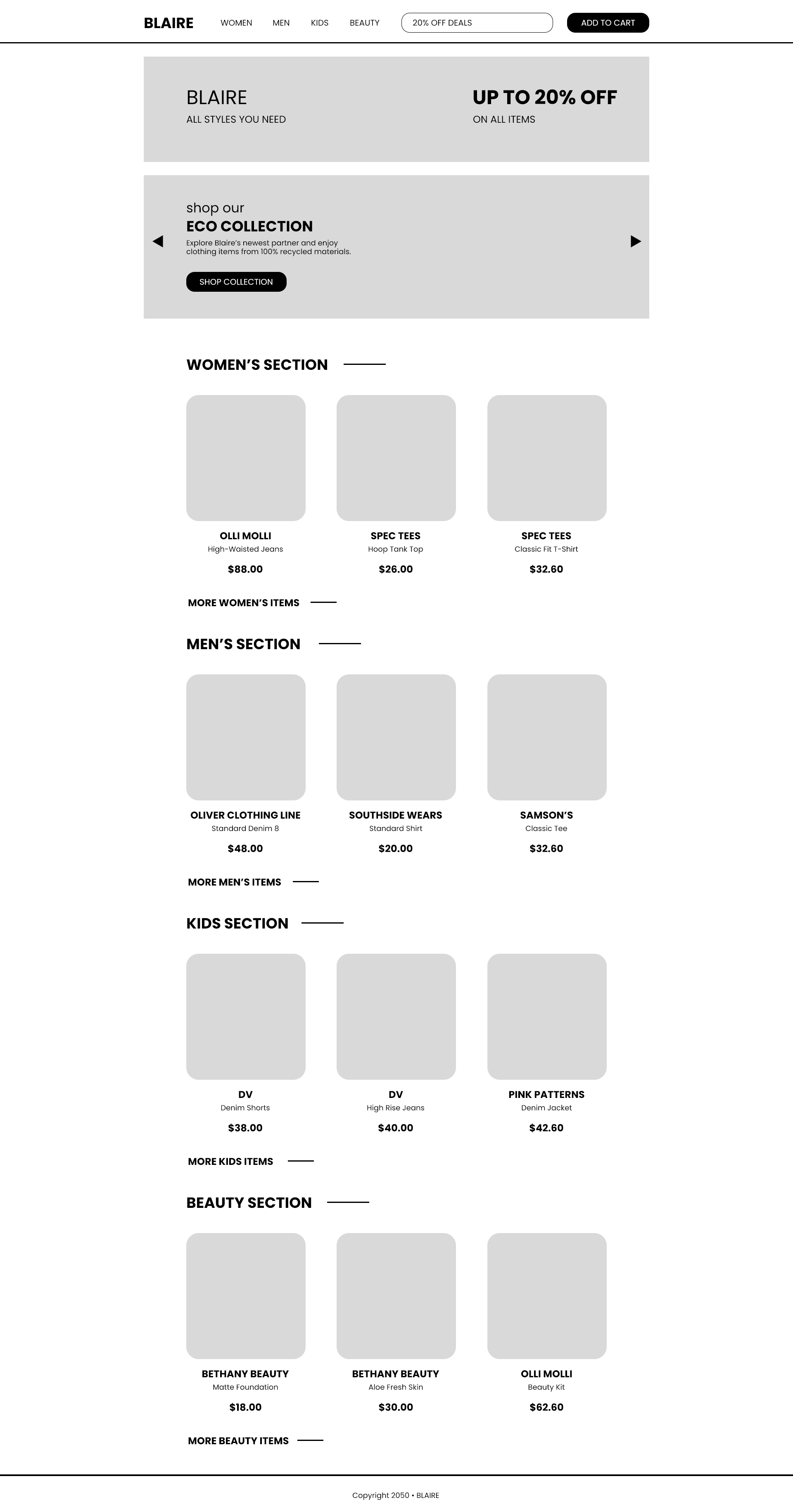 E commerce Wireframe Template Figma PSD Template