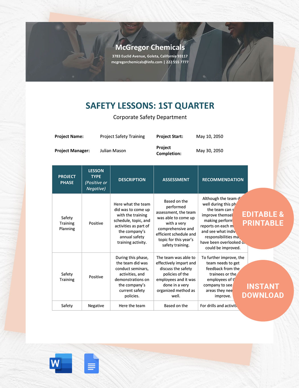 Safety Lessons Learned Template in Word, Google Docs - Download | Template.net