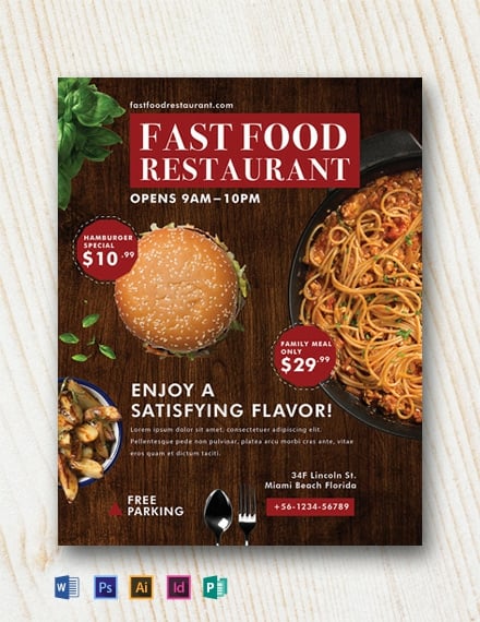 free fast food restaurant flyer template 440x570 1