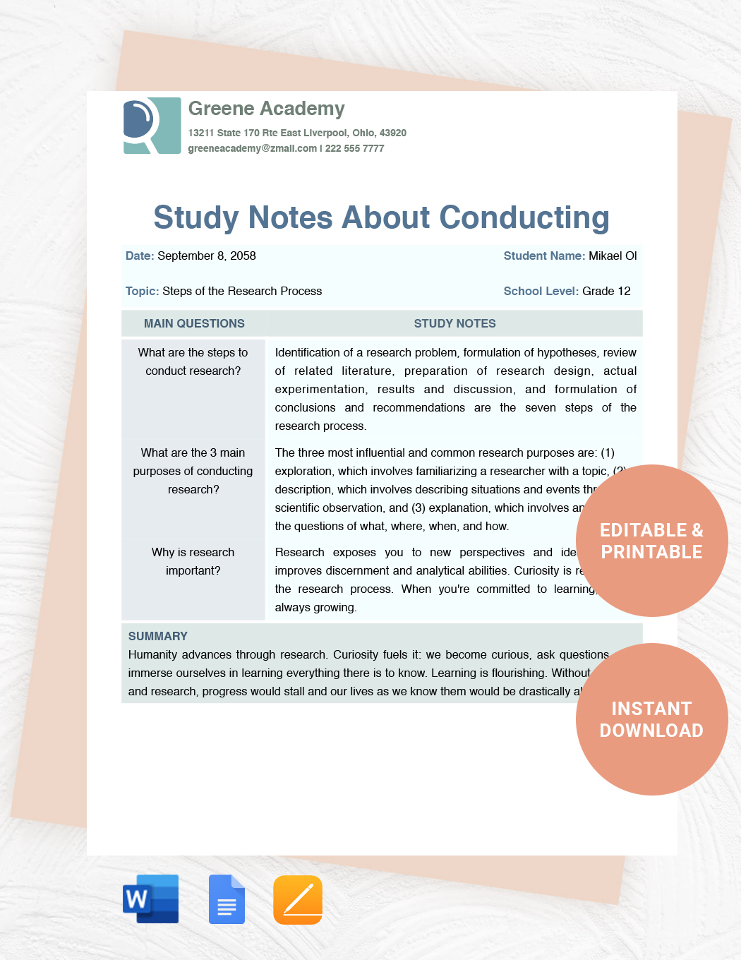 Landscape Digital Note Taking Template - Download in Word, Google Docs ...