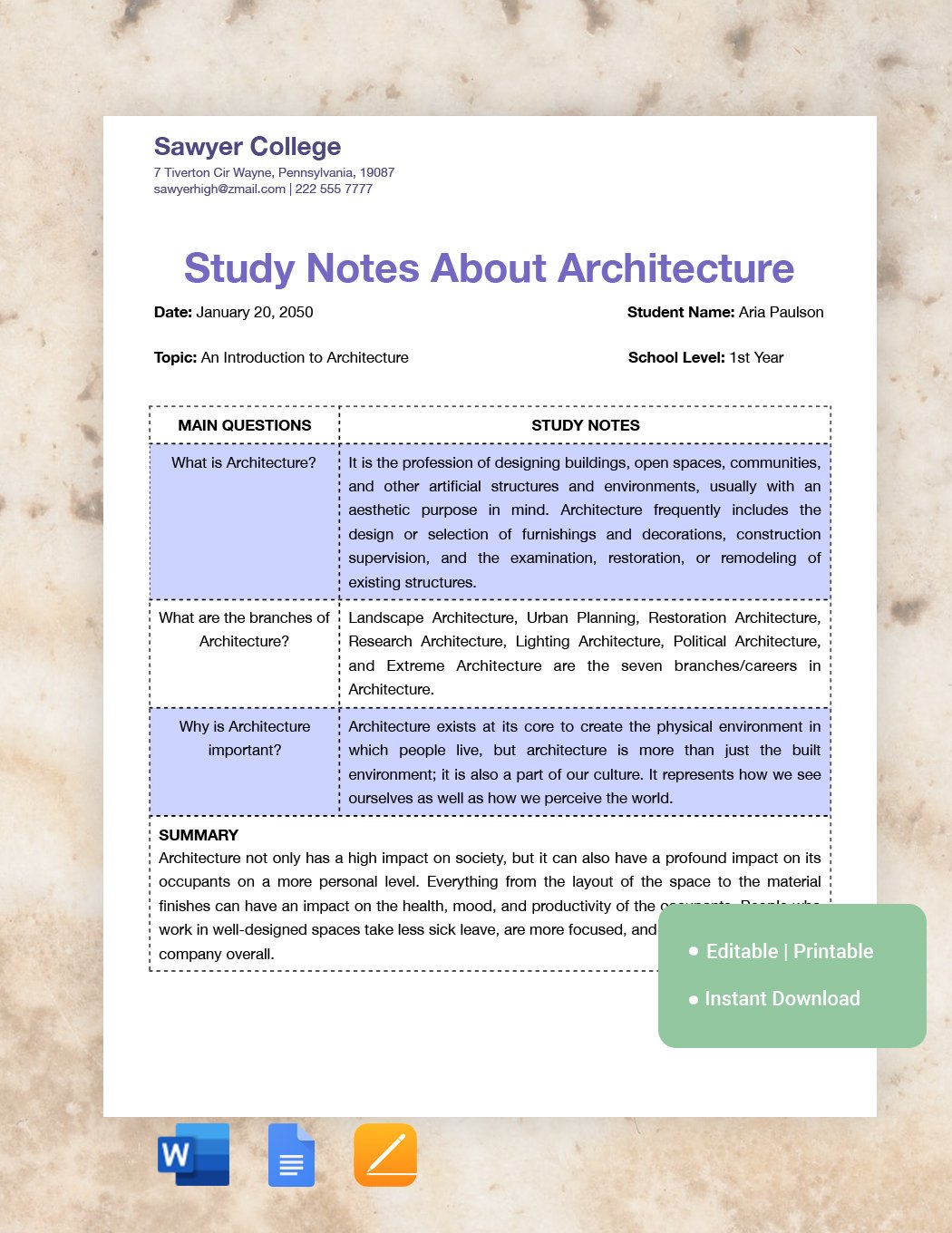 A5 Grid Note Taking Template