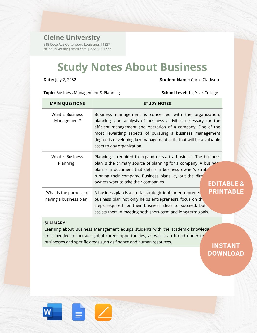 Note Taking Paper Template