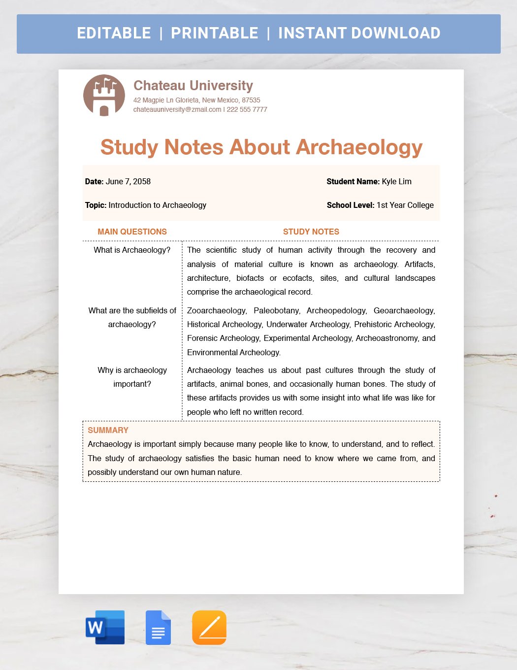 Note Taking Page Template