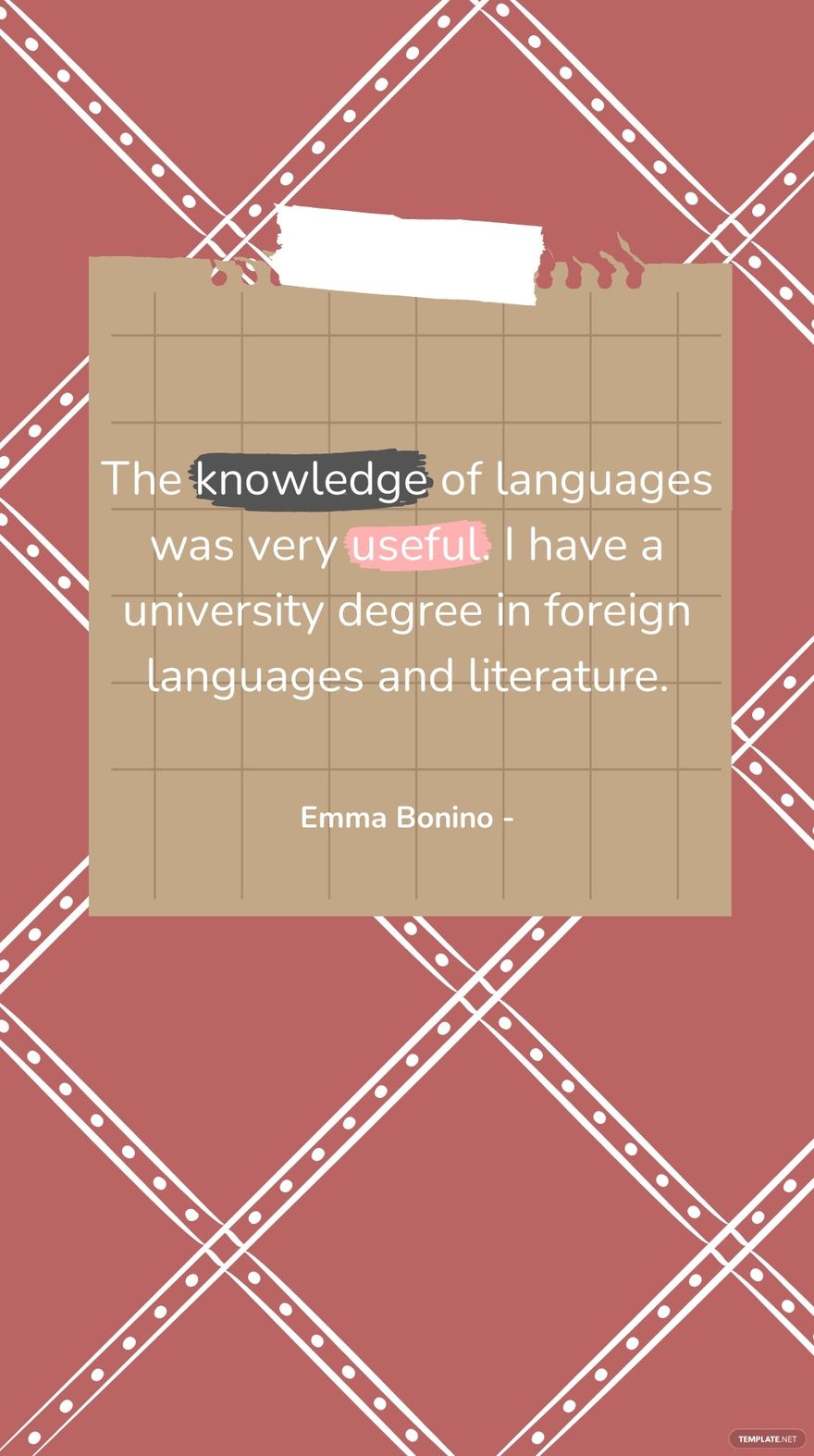 Free Emma Bonino - The knowledge of languages was very useful. I have a university degree in foreign languages and literature. in JPG
