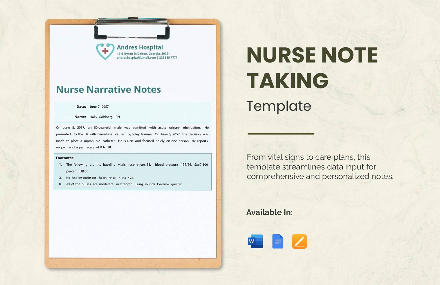 Nurse Note Taking Template