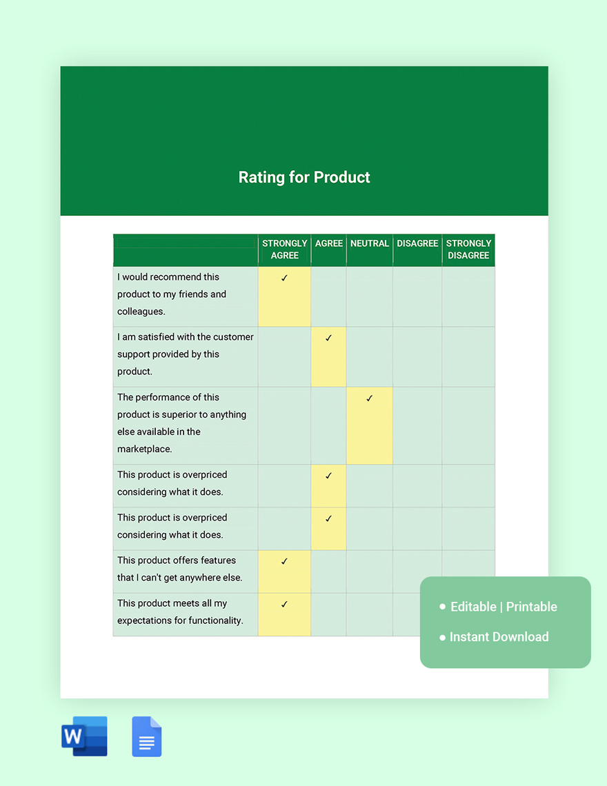 Rating Scale Template In Word Google Docs Download Template