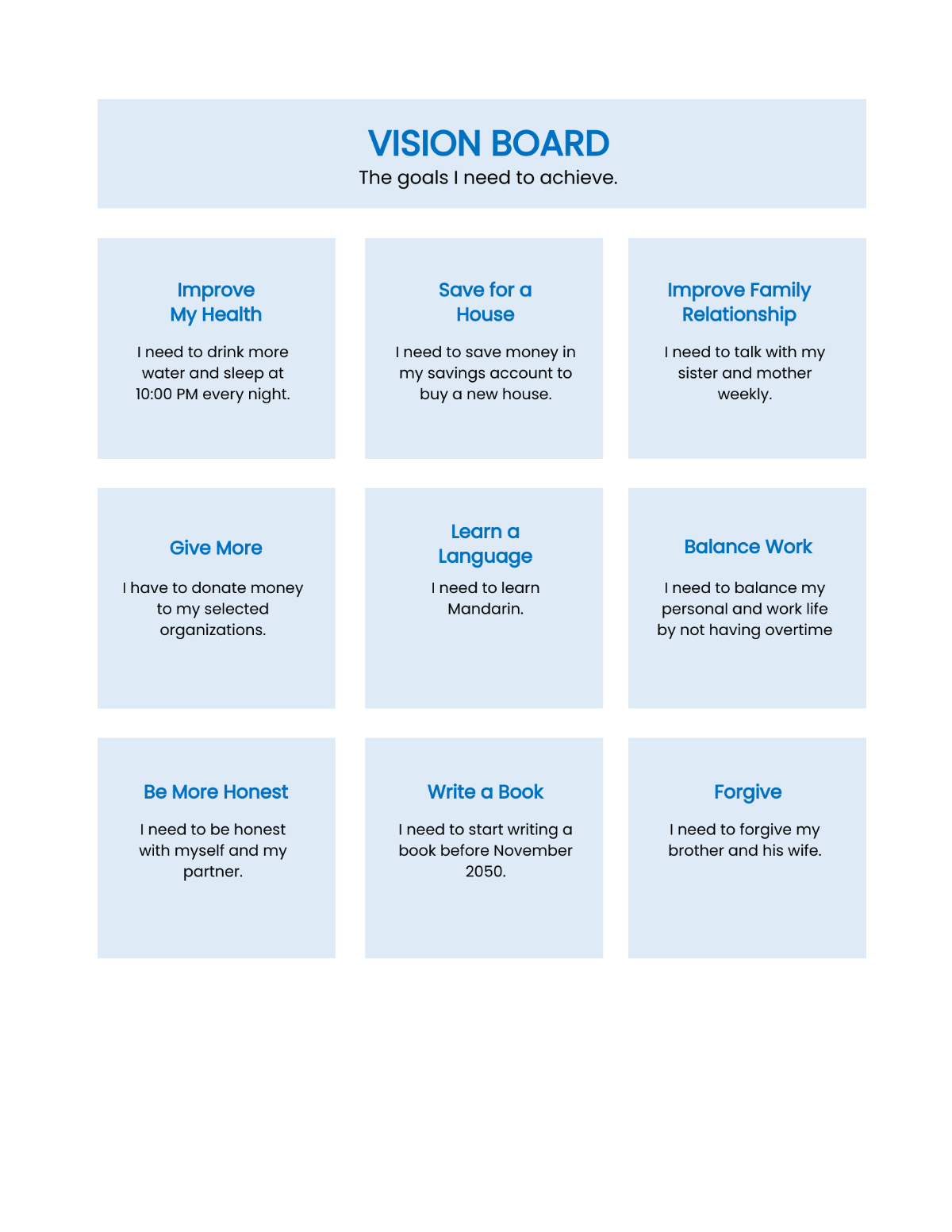 Goal Setting Vision Board Template - Edit Online & Download