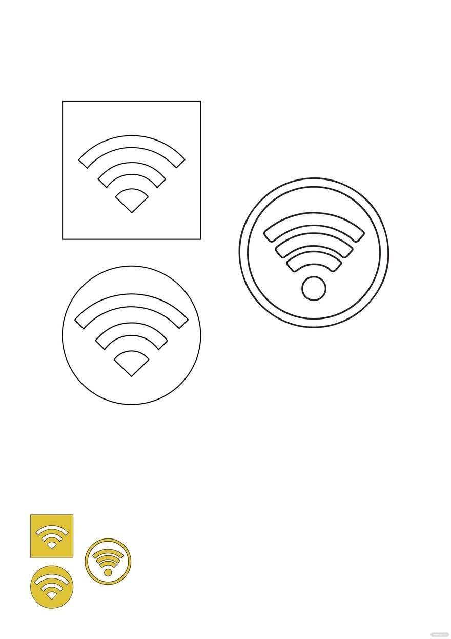 Free Gold Wifi coloring page in PDF