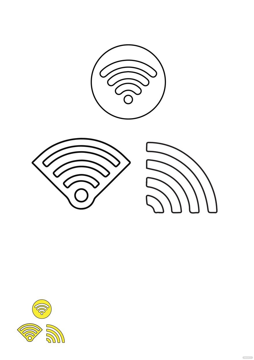 Free Yellow Wifi coloring page
