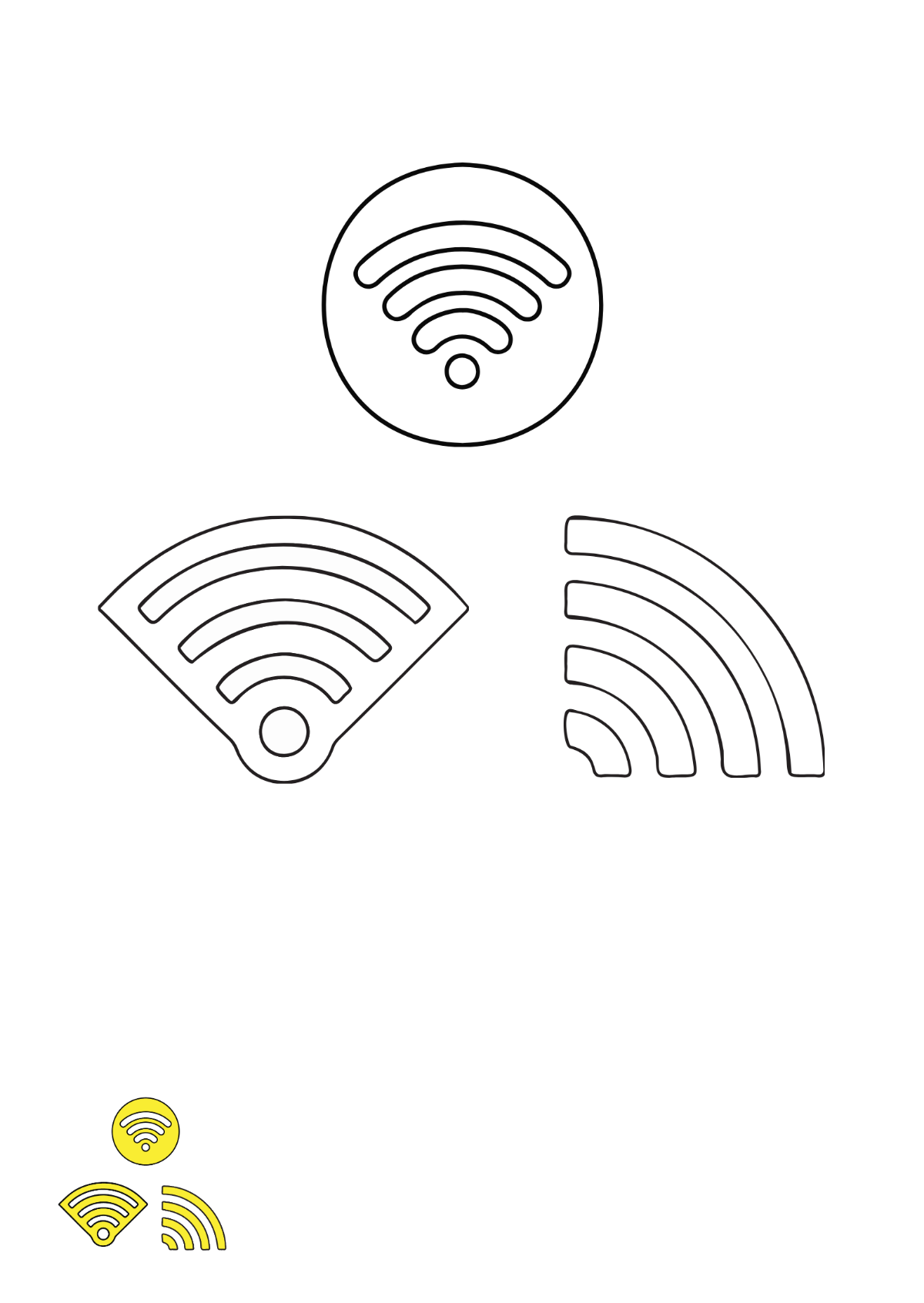 Yellow Wifi coloring page Template