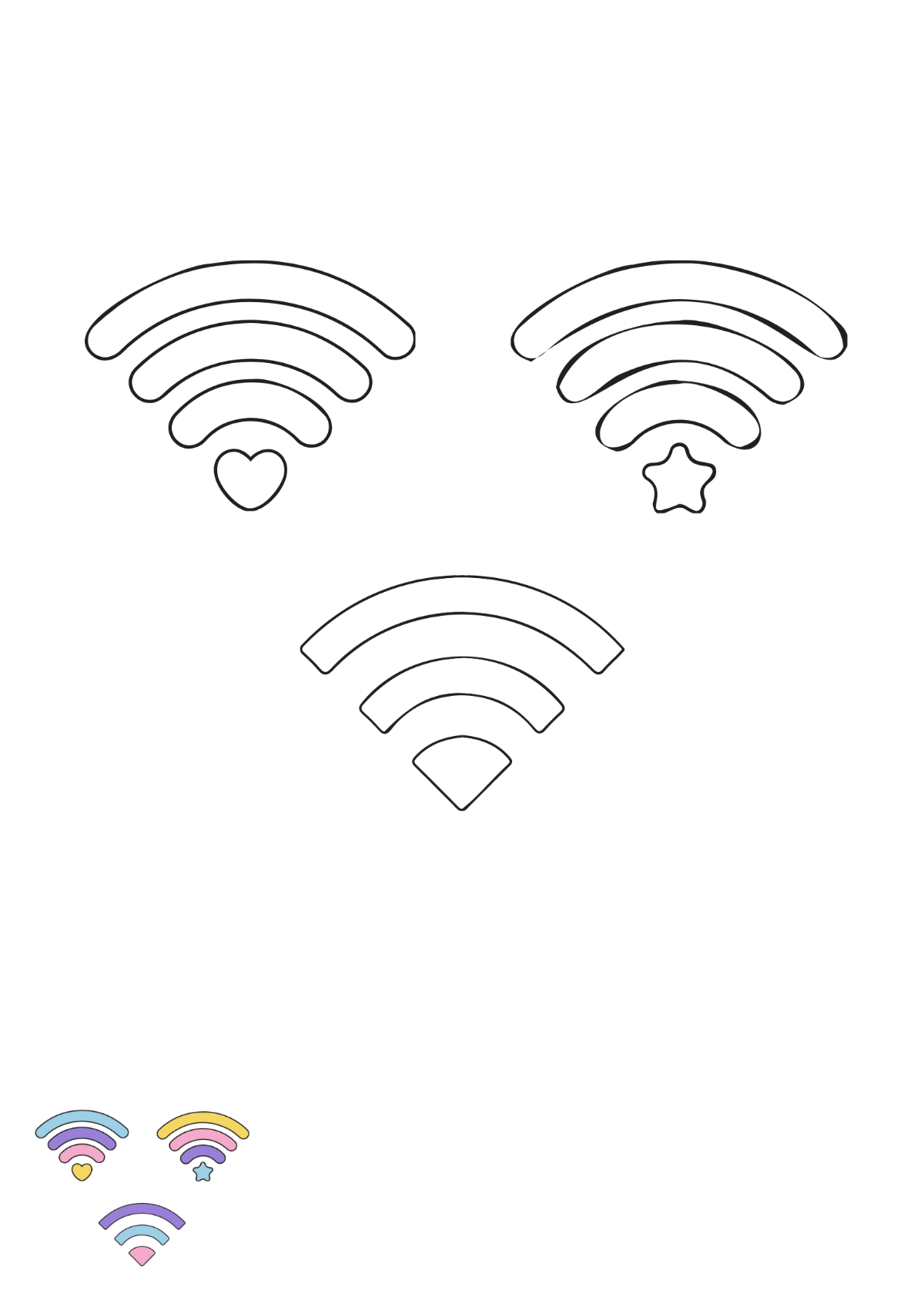 Cute Wifi Symbol coloring page Template