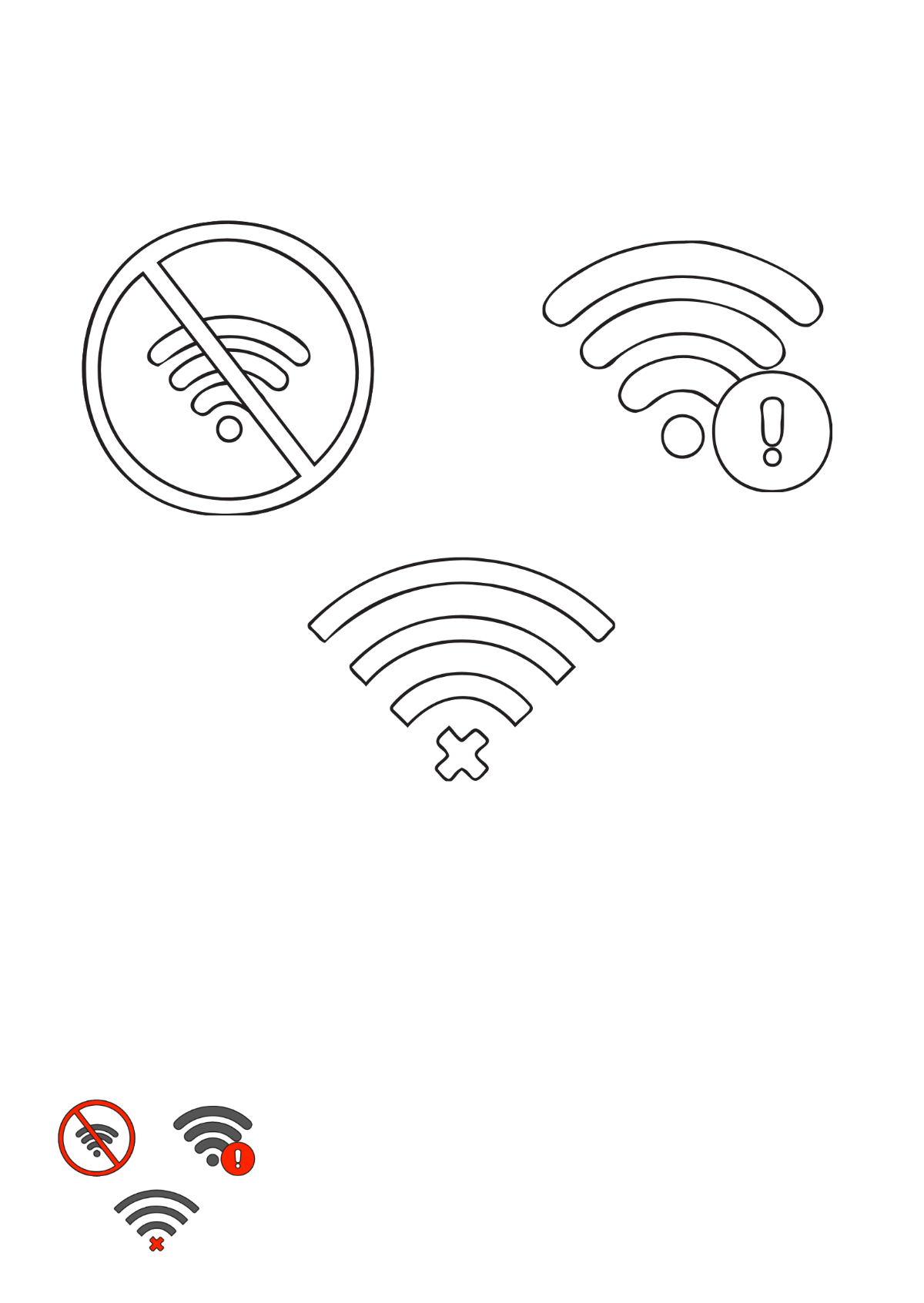 Free No Wifi Symbol coloring page Template