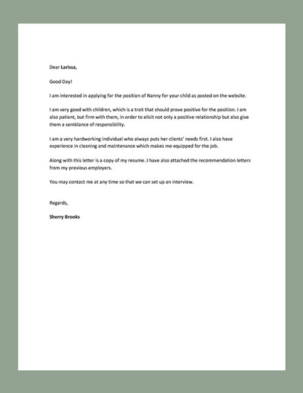 Nanny Reference Letter Template - Google Docs, Word, Apple Pages ...