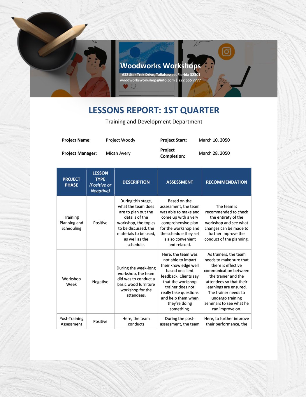 Workshop Lessons Learned Template