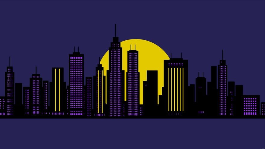 Free Purple City Background in Illustrator, EPS, SVG