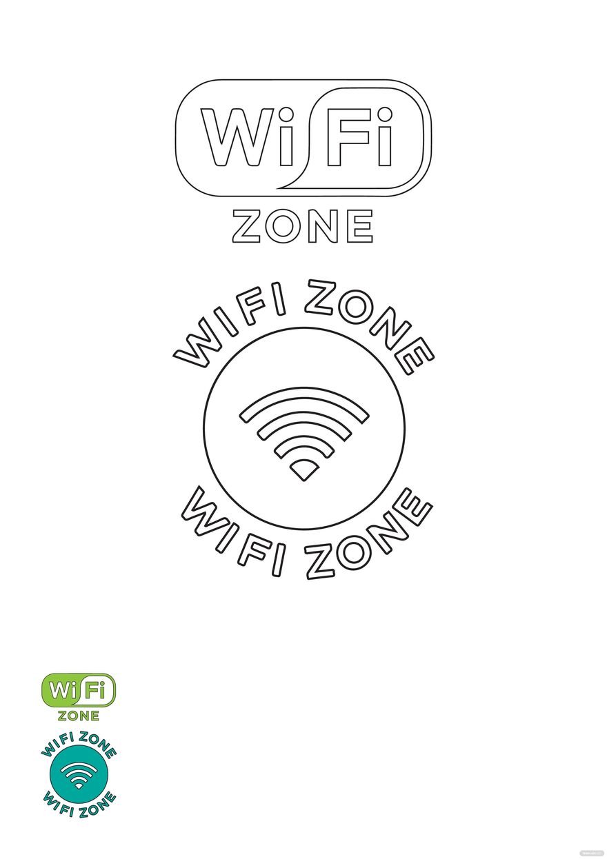 Free Zone Wifi coloring page in PDF