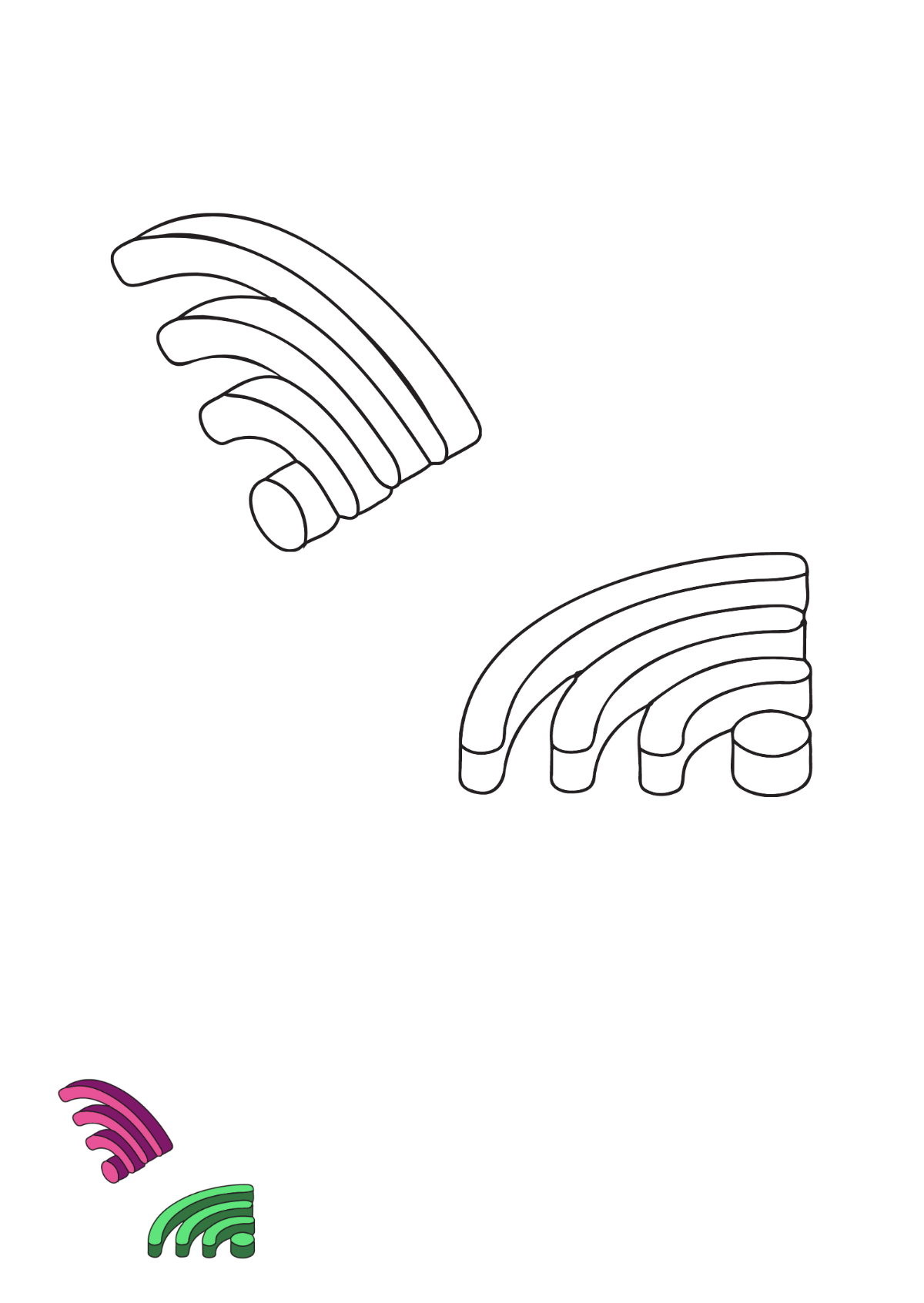 Isometric Wifi coloring page Template