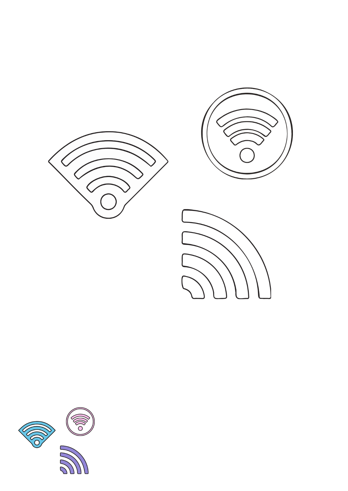 Wifi Waves coloring page Template