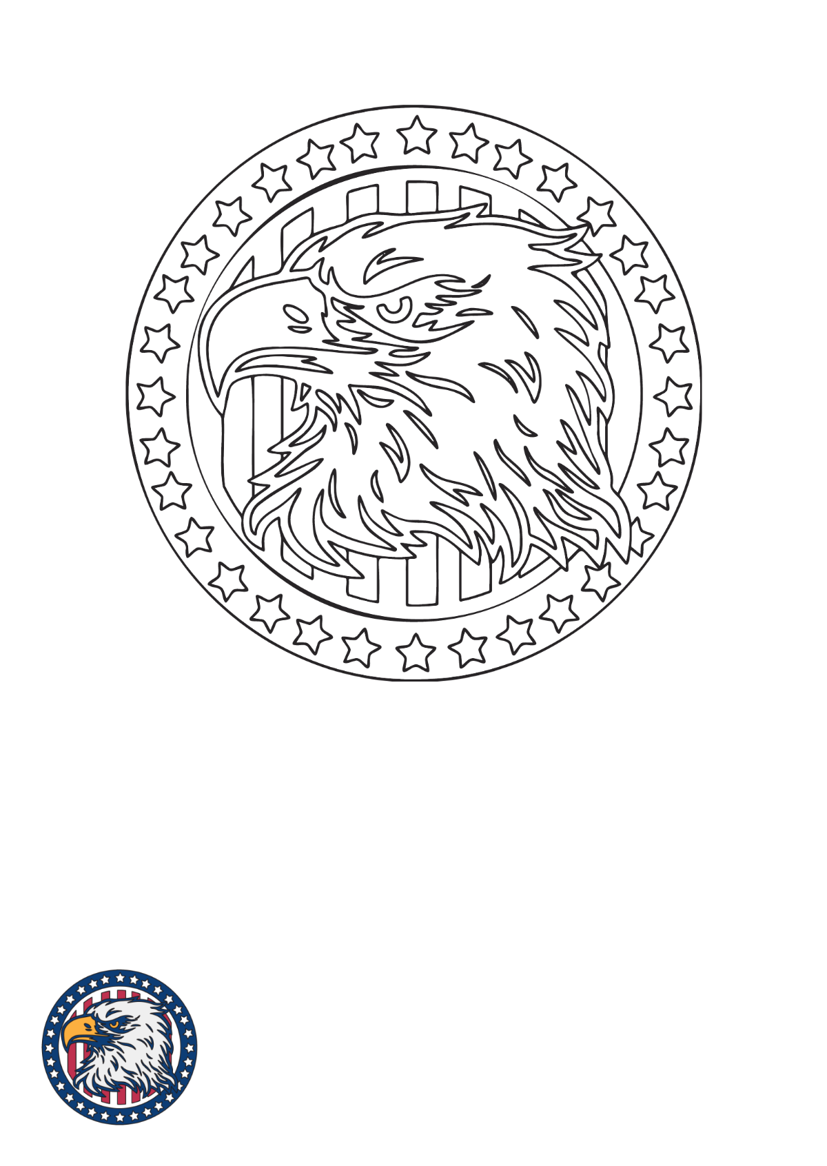 Patriotic Eagle coloring page Template