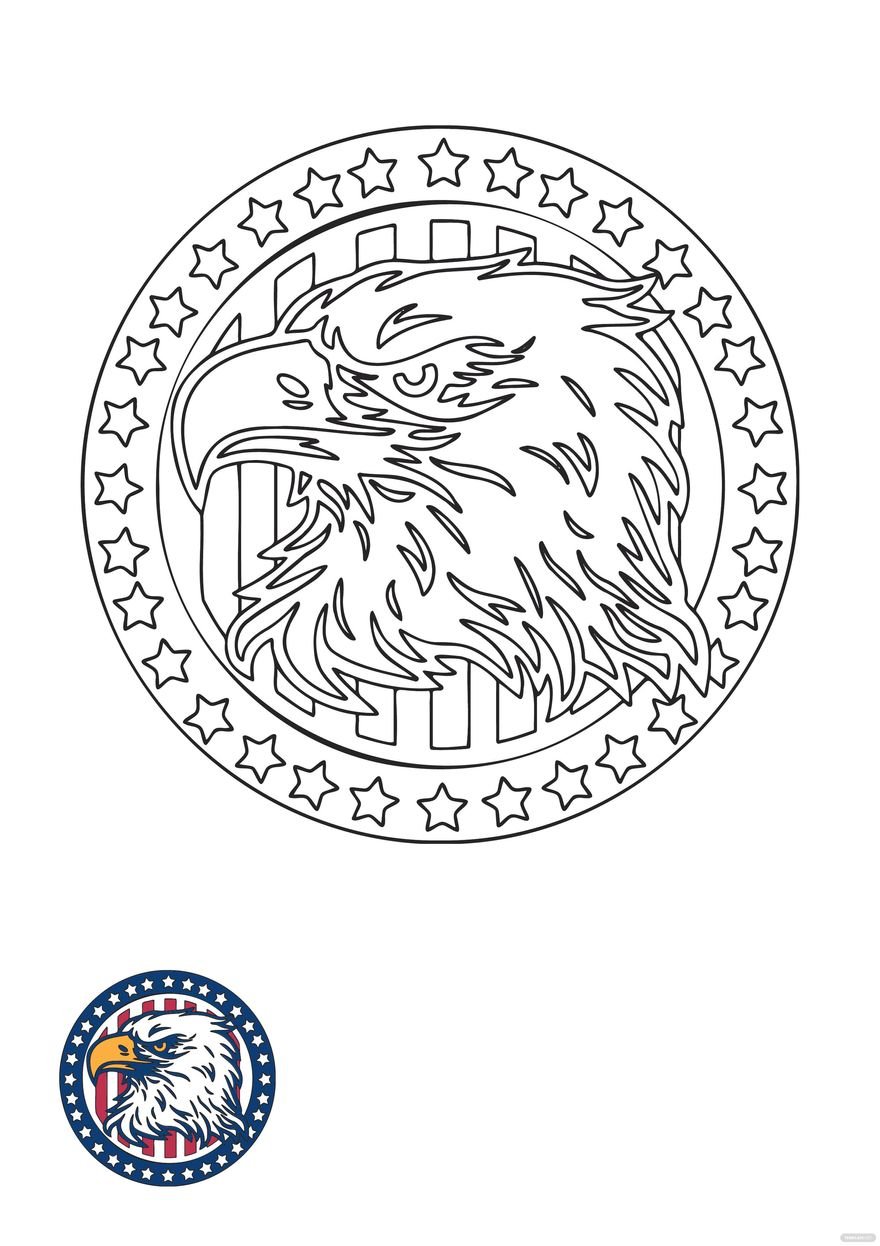Free Patriotic Eagle coloring page in PDF
