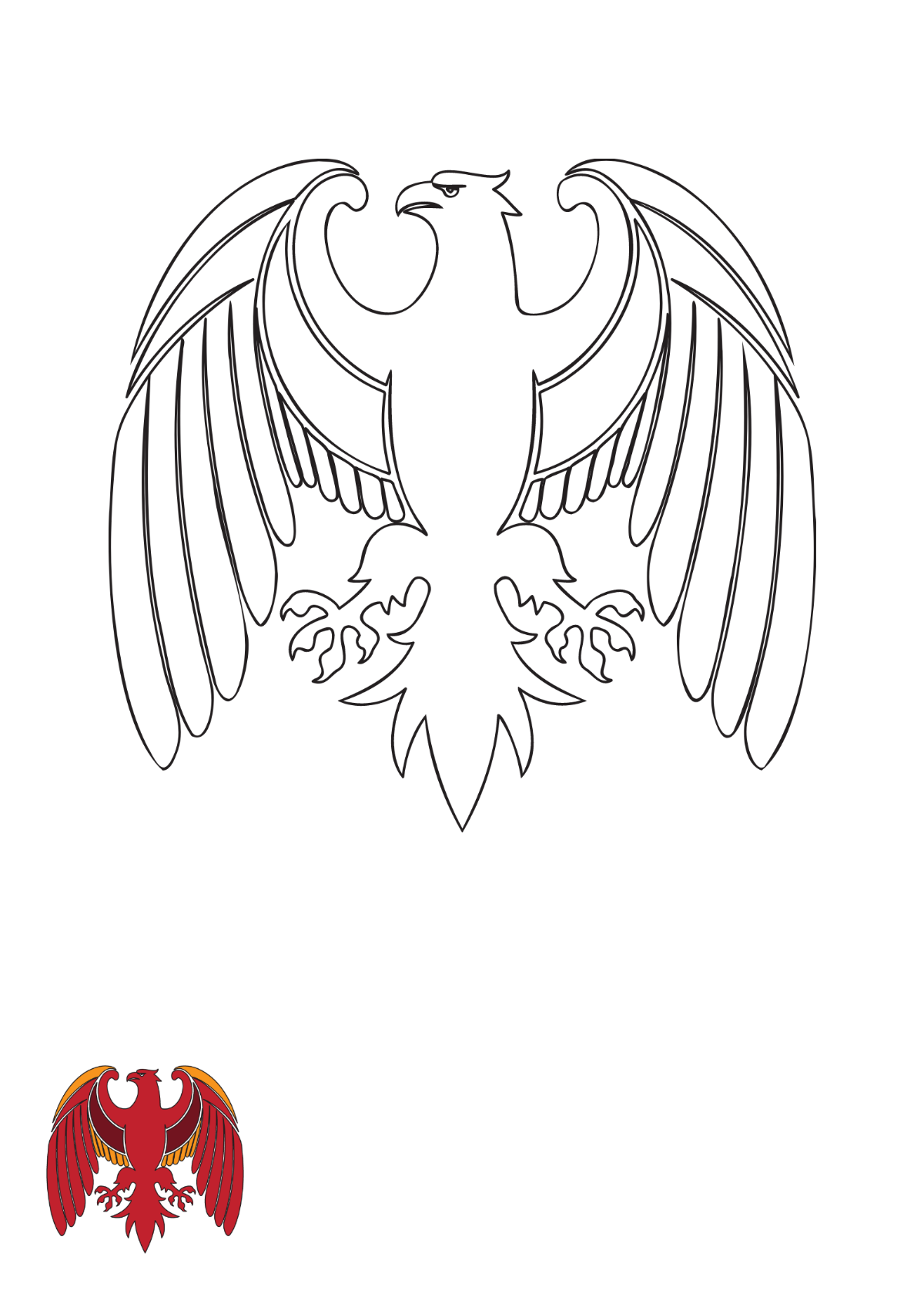Heraldic Eagle coloring page Template