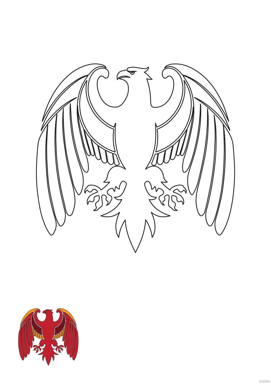 Free Heraldic Eagle coloring page in PDF