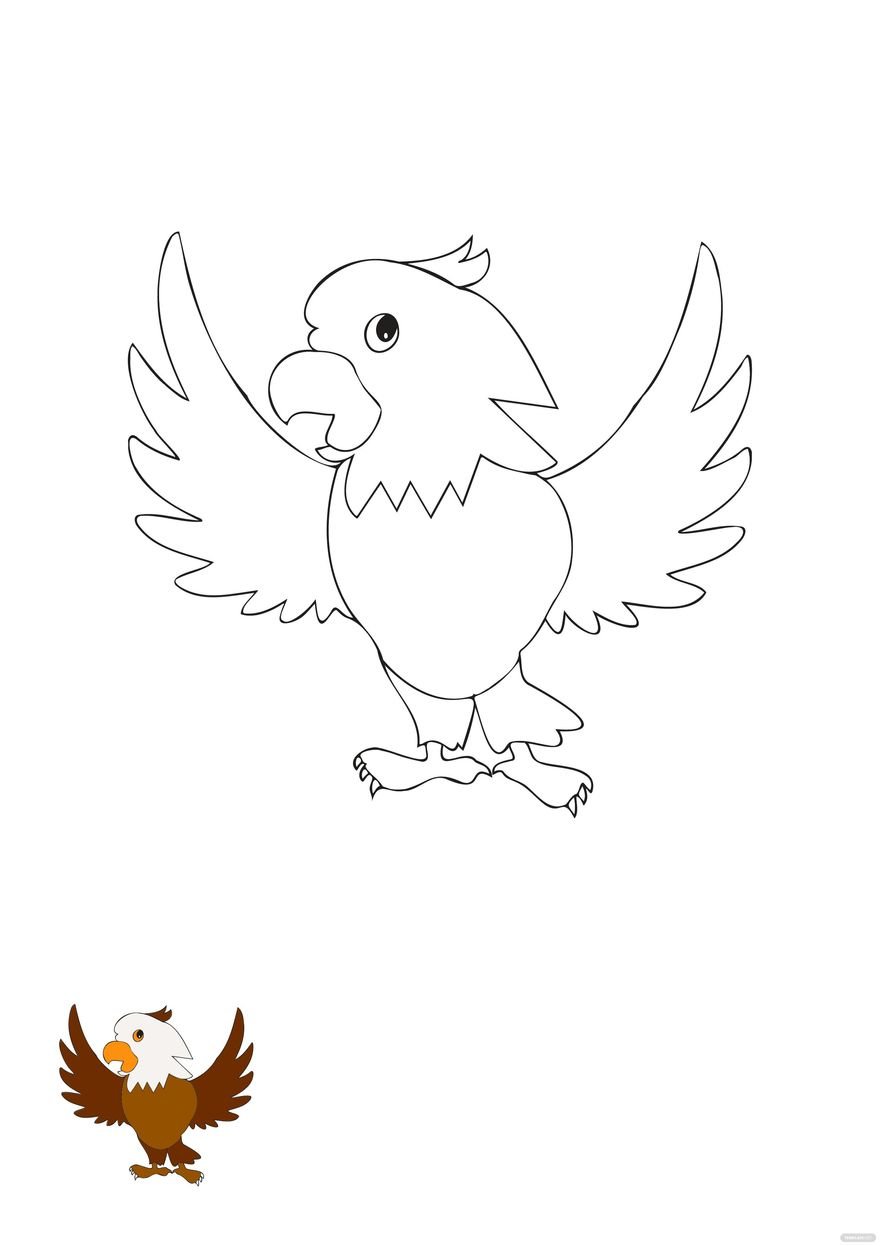 Cartoon Eagle coloring page in PDF