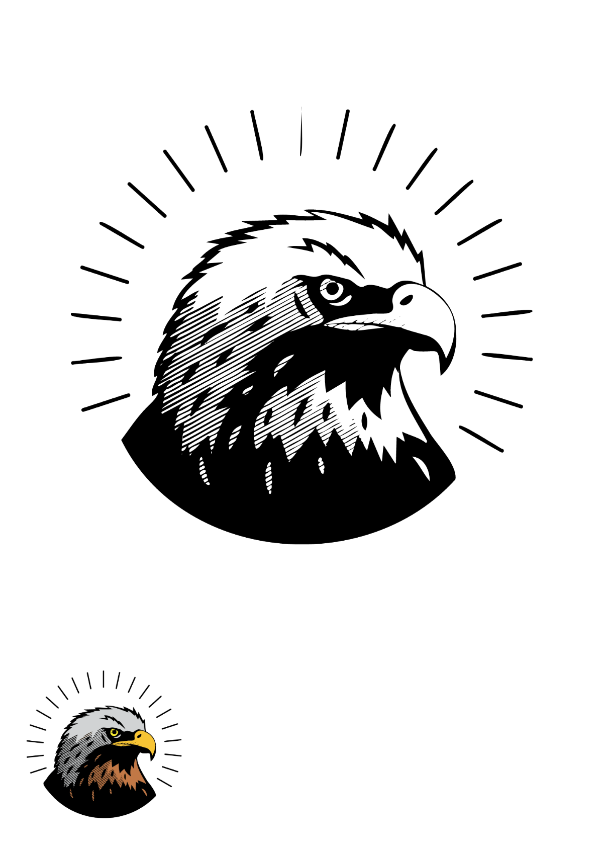 Stylized Eagle Coloring Page Template