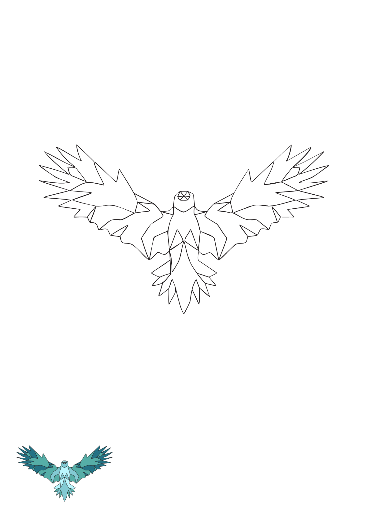 Free Geometric Eagle coloring page Template