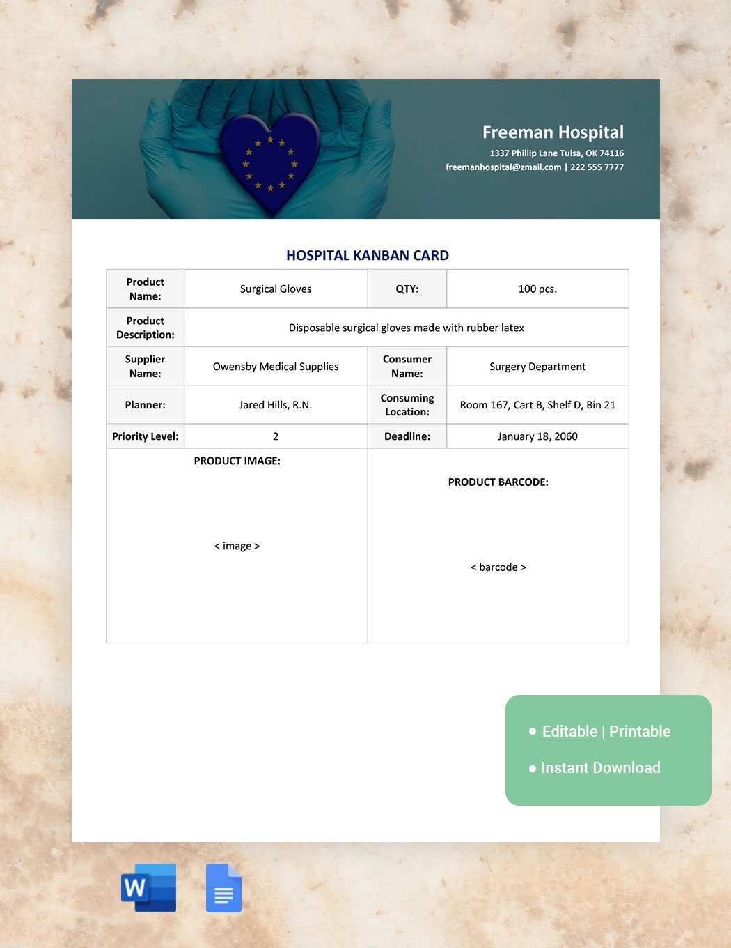 Healthcare Kanban Card Template