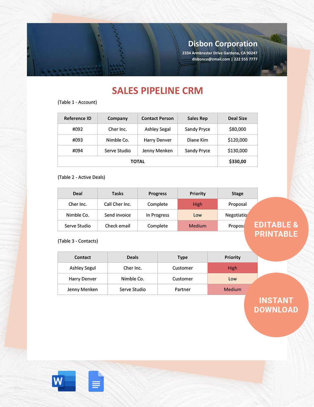 Free Sales Pipeline CRM Template