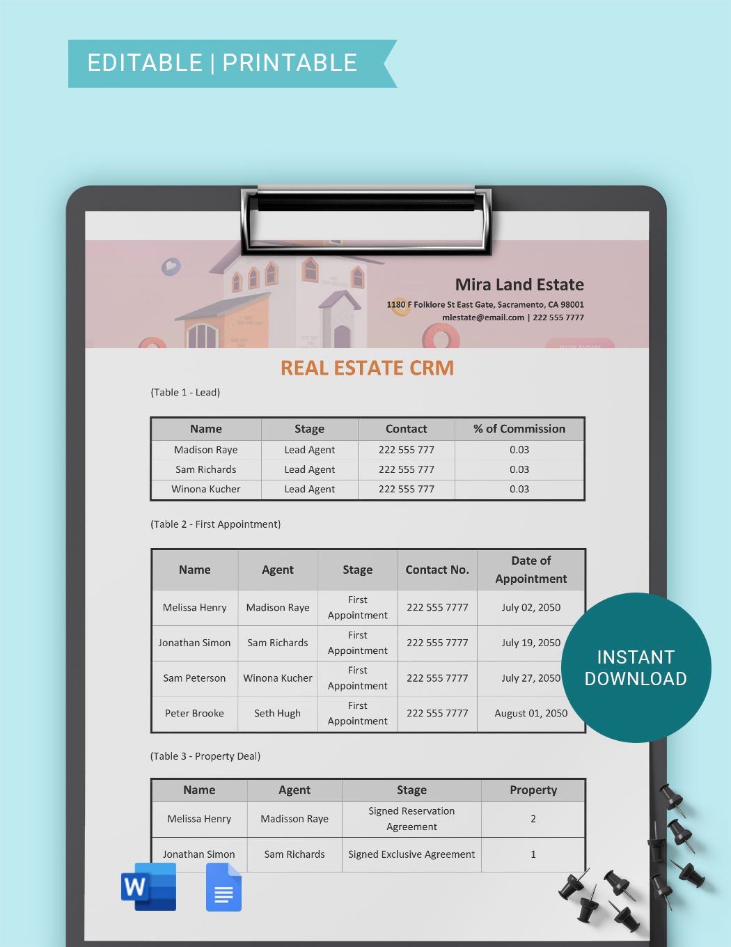 Real Estate CRM Template in Word, Google Docs