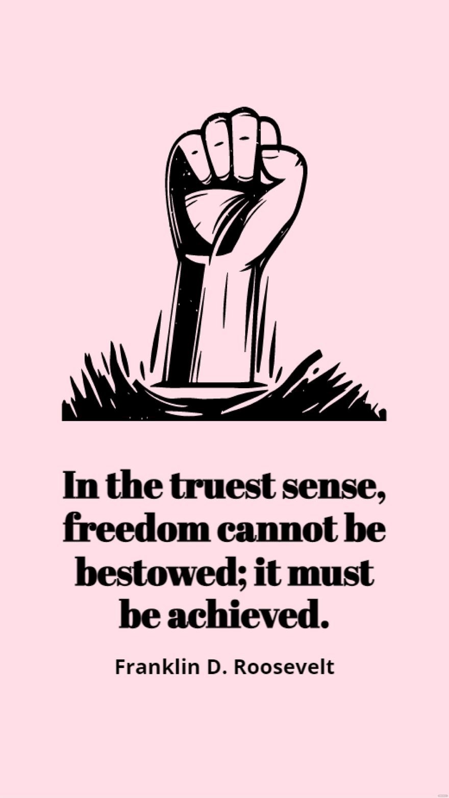 Franklin D. Roosevelt - In the truest sense, freedom cannot be bestowed; it must be achieved. in JPG