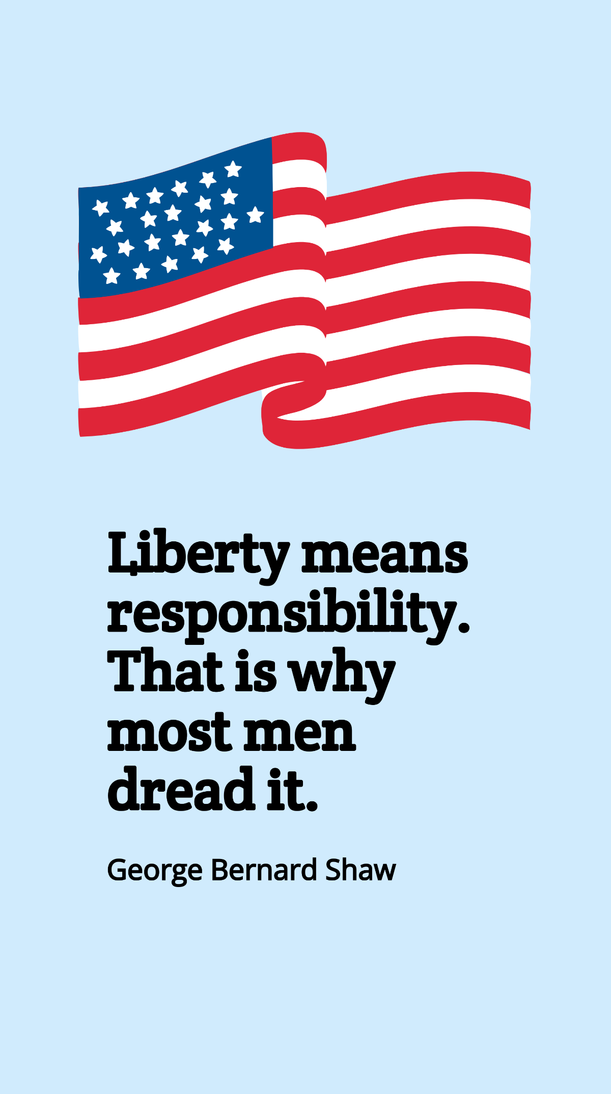George Bernard Shaw - Liberty means responsibility. That is why most men dread it. Template