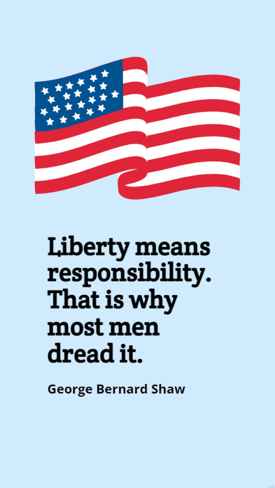 George Bernard Shaw - Liberty means responsibility. That is why most men dread it. in JPG