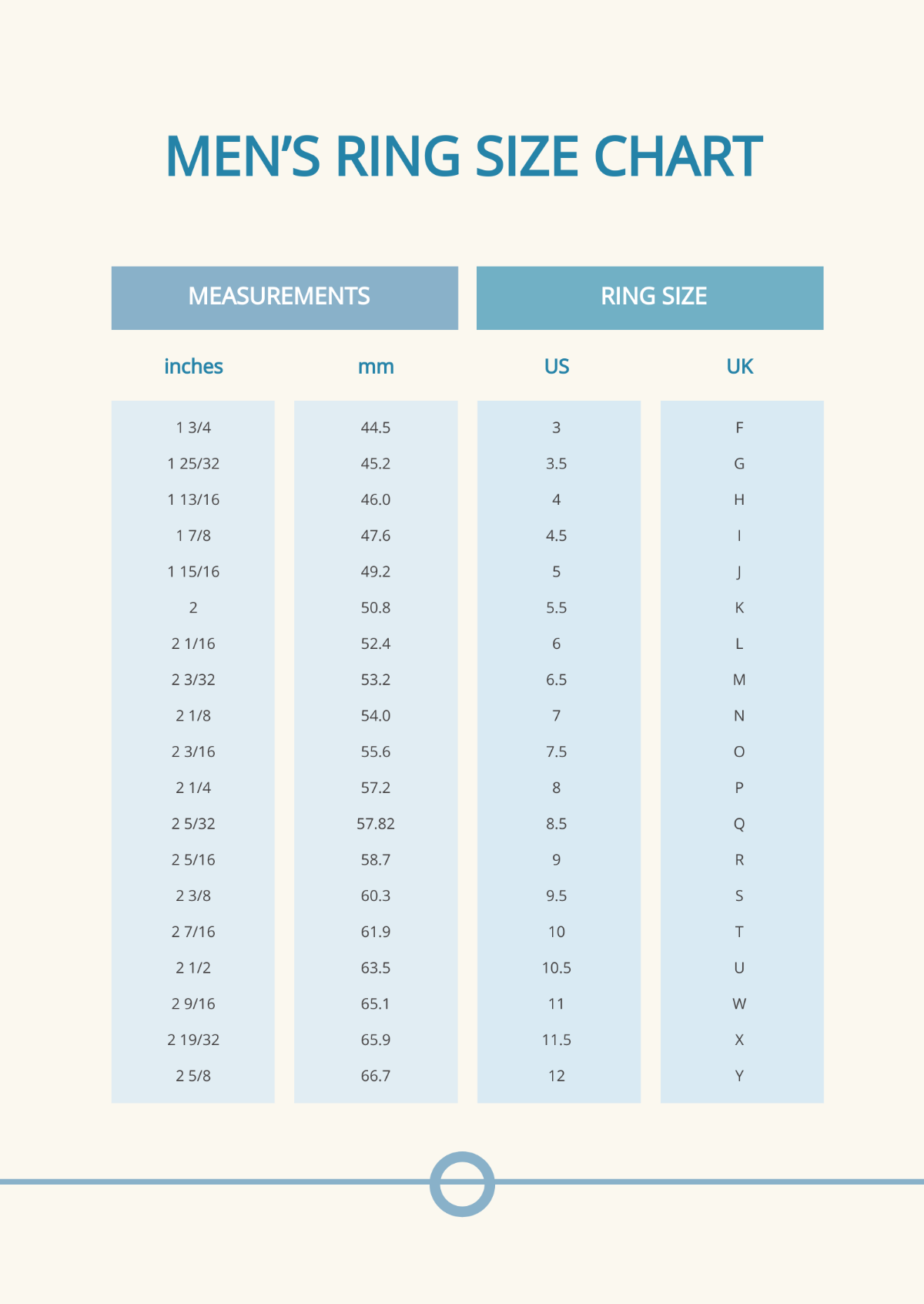 Free Mens Ring Size Chart Template