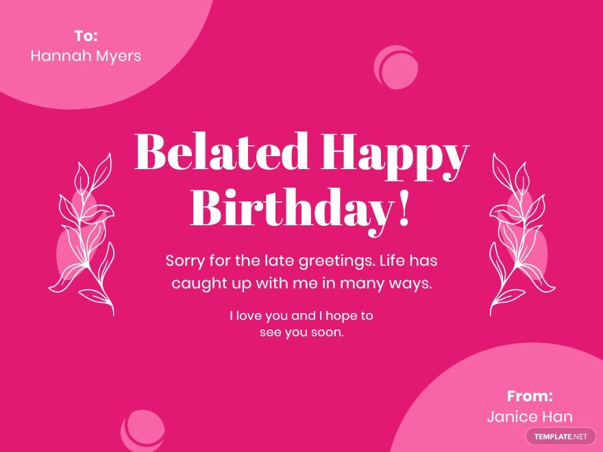 Free Belated Birthday Ecard Template
