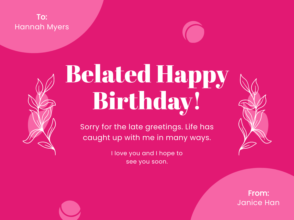 Belated Birthday Ecard Template