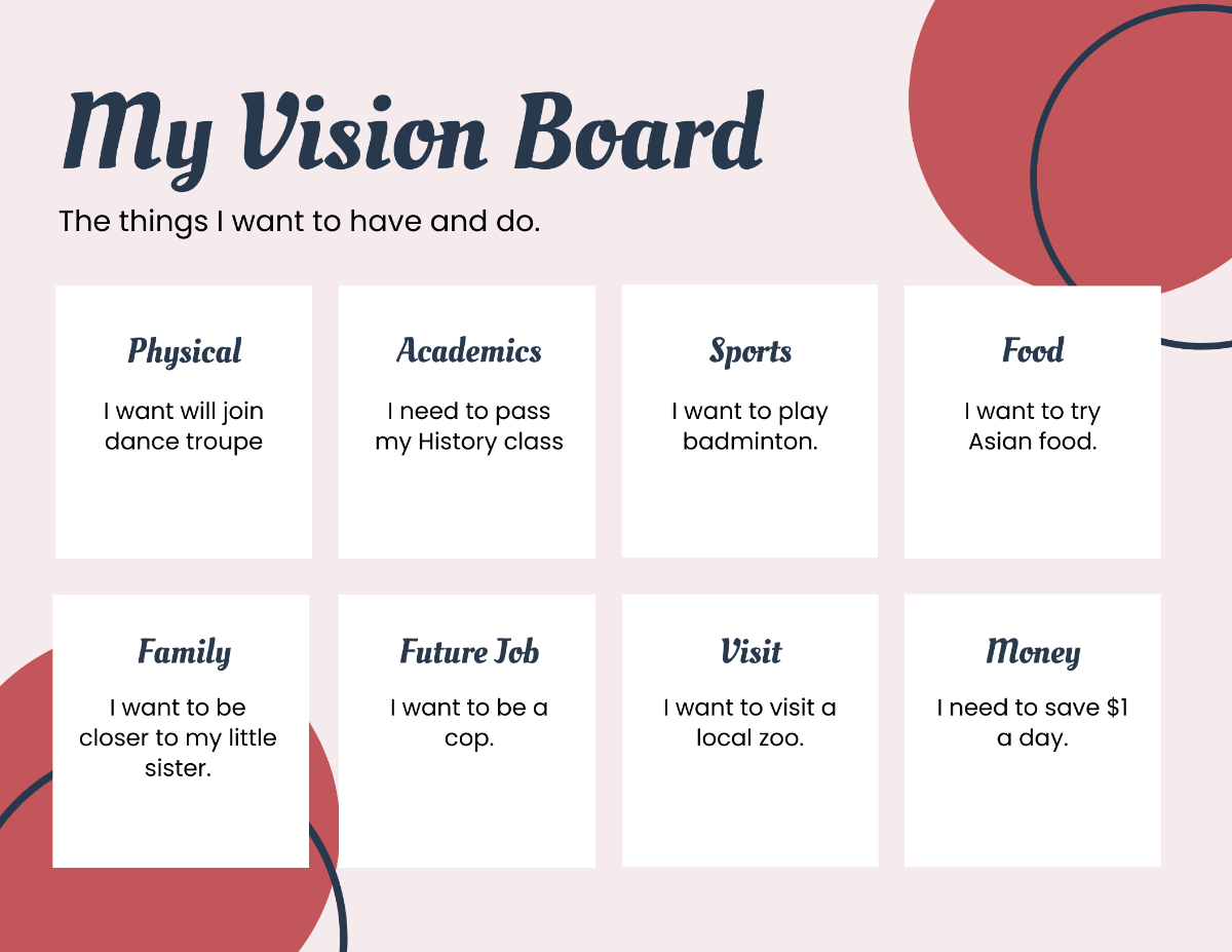 Vision Board For Kids Template