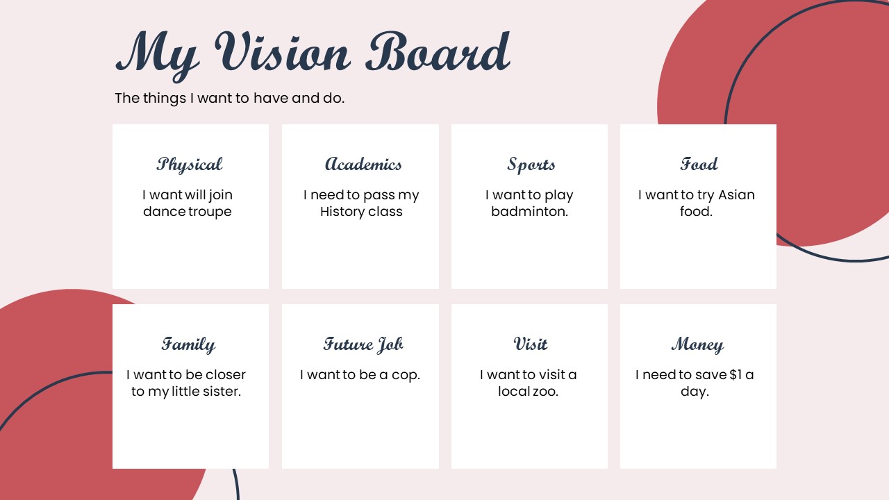 Life Goals Vision Board Template in Google Slides, Word, PPT, Publisher ...