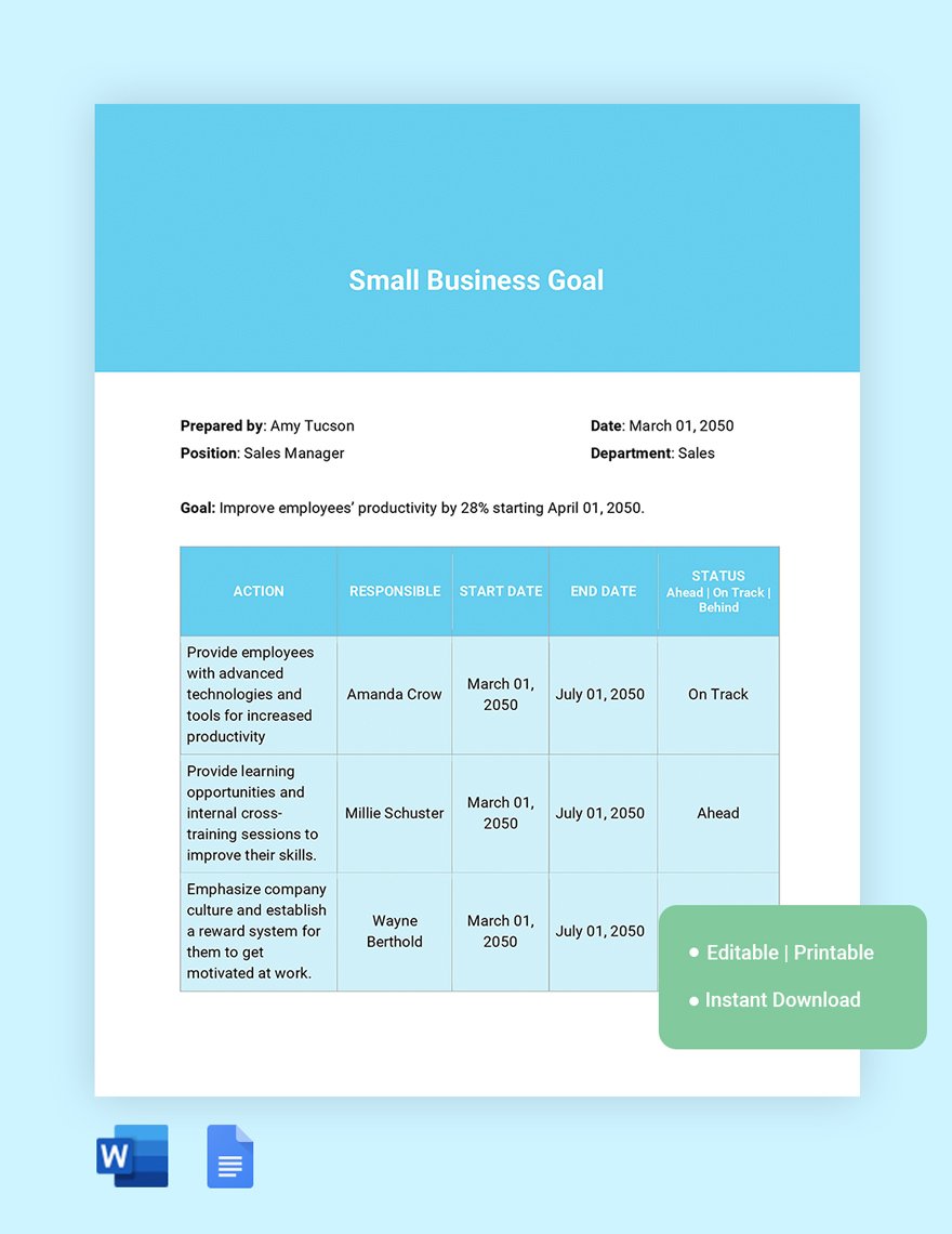 Small Business Goal Setting Template