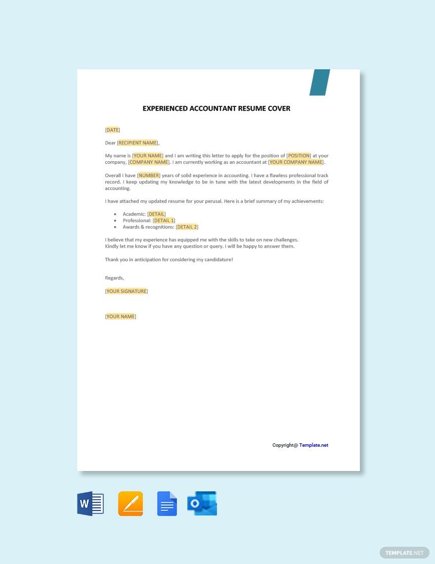 Experienced Accountant Resume Cover Letter