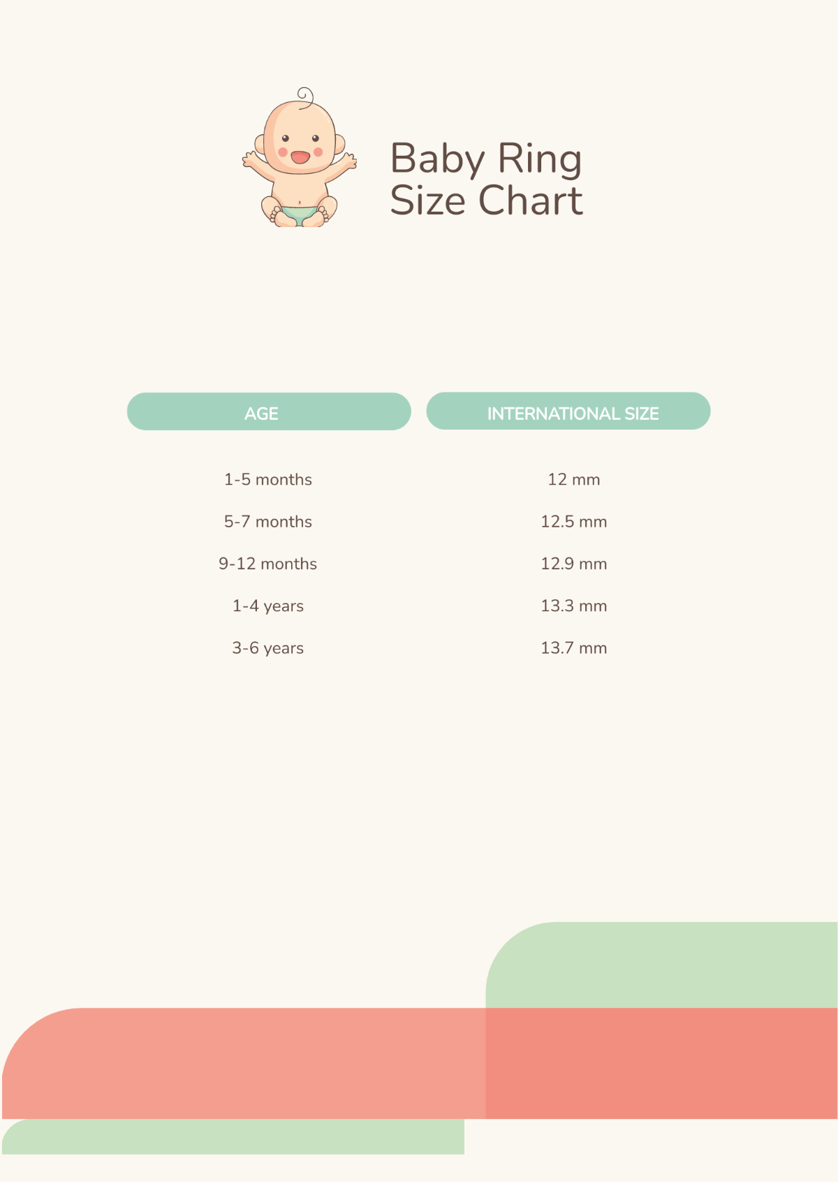 Free Baby Ring Size Chart Template