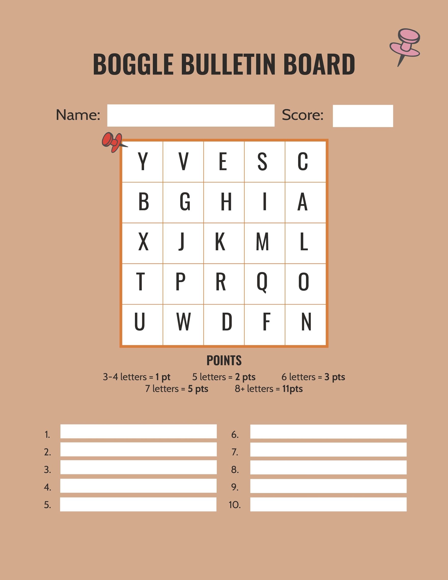 Boggle Bulletin Board Template in Word, Google Docs, PDF, Apple Pages