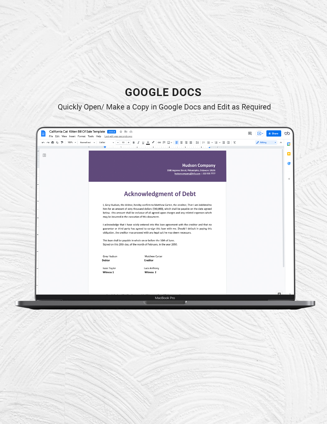 Simple IOU Template in Word Google Docs Download Template net