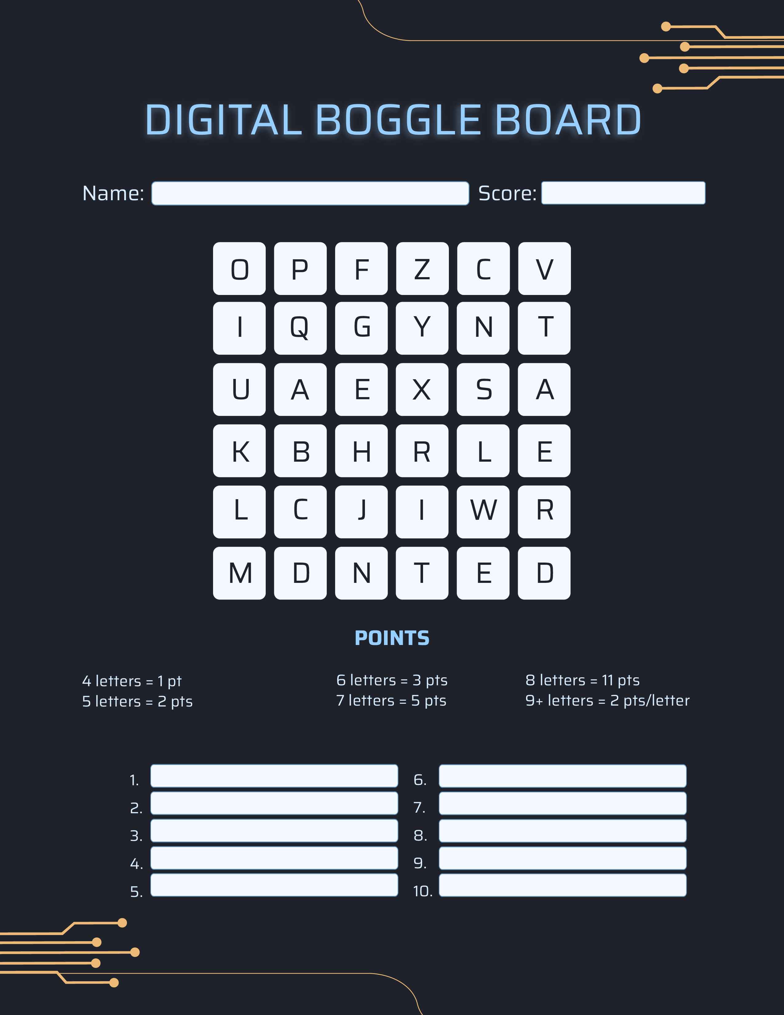 FREE Boggle Board Template Download in Word, Google Docs, PDF, Apple