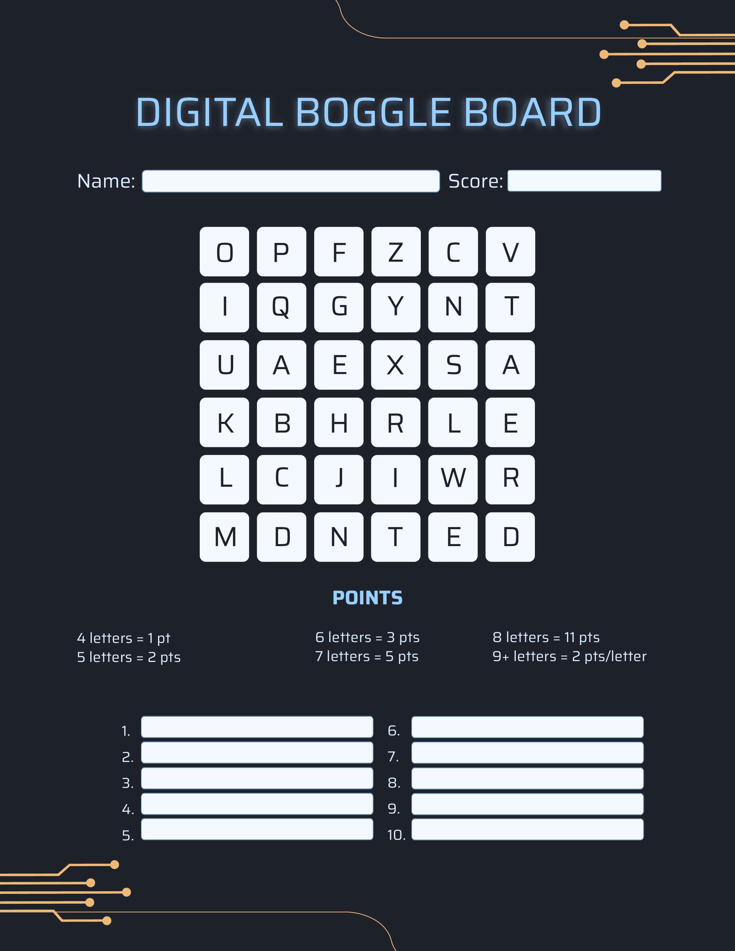 FREE Boggle Board Template Download In Word Google Docs PDF Apple
