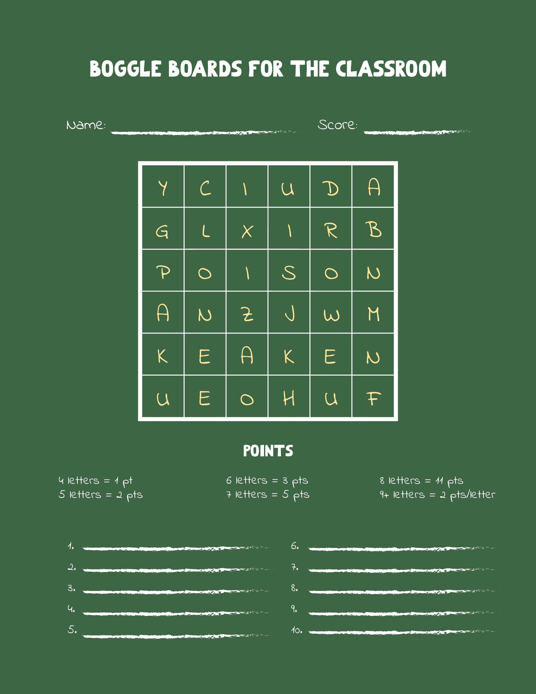 Boggle Free Printable Printable Form Templates And Letter